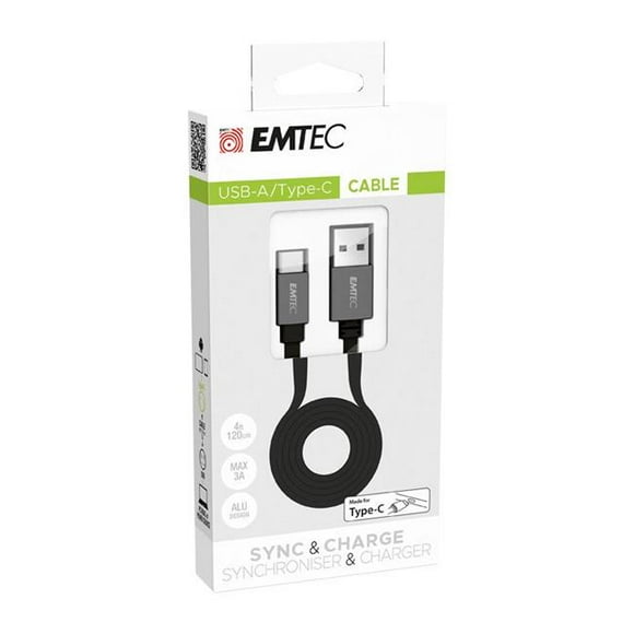 Emtec ECCHAT700TC T700 USB-A to Type-C Cable, Black