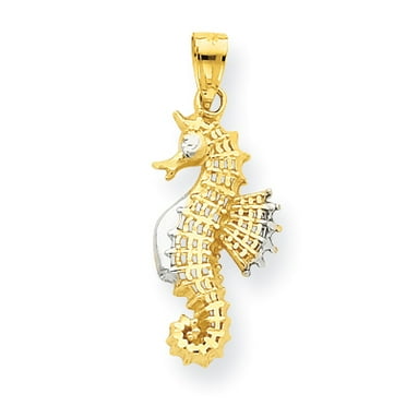 10k & Rhodium Seahorse Charm
