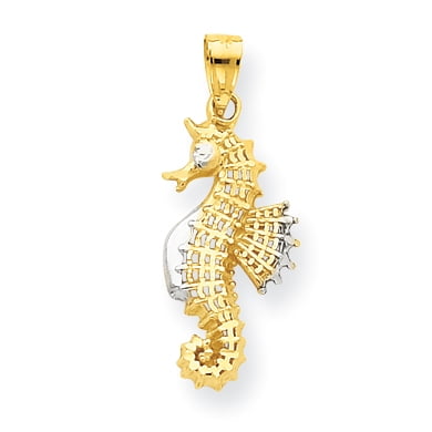 10k & Rhodium Seahorse Charm
