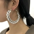 thumbnail image 7 of Wmkox8yii Earrings For Women,Exaggerated Creative Earrings Woman Personality Punk Big Circle Earrings Thick Chain Ear Studs, 7 of 7
