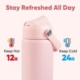 thumbnail image 5 of Daluvenix Kids Water Bottle with Straw Lid 12oz，Leakproof toddler Water Bottle for School, Insulated Stainless Steel Water Bottles for Kids BPA Free, Pink, 5 of 9