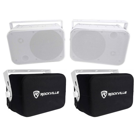 (2) Rockville HP65S-8 6.5" Outdoor Patio Backyard Speakers w/Waterproof Covers