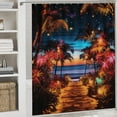 thumbnail image 5 of Hawaiian Style 4 Piece Shower Curtain Sets, with Non-Slip Rugs, Toilet Lid Cover And Bath Mat, for Bathroom Decor Set, 5 of 8