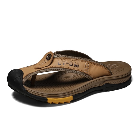 Men's Sandals Summer Beach Shoes Outdoor Leather Slippers Casual Flip Flops Size