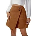 thumbnail image 2 of Xunlbb Mini Skirts, Fall Fashion Women Casual Comfortable Solid Color Irregular High Waisted Button Skirt Gift for Women, Size S-XL, 2 of 6