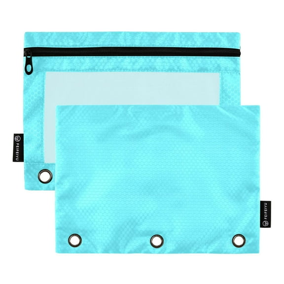 ALAZA 2 Pack Pencil Pouch Light Blue Pencil Case for 3 Ring Binder Clear Window Pencil Bag Organizers