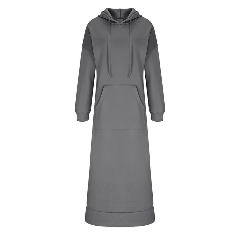 HAOTAGS Women's Plus Size Knit Hooded Dress, Homecoming Dress Long Sleeve  Fleece Sweatshirt Dress Dark Gray XXL - Walmart.com