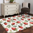 thumbnail image 4 of Red Strawberry Kitchen Runner Rug 2.7x5 Washable Runners for Hallway Non Slip Summer Fruits Farmhouse Leaves Floral Rustic Large Area Rug Indoor Floor Carpet for Bathroom Laundry Entryway Bedroom, 4 of 8