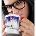 thumbnail image 2 of 3drose, Pretty Purple Wisteria Happy 21st Birthday, 11oz Two-tone Red Mug, 2 of 6