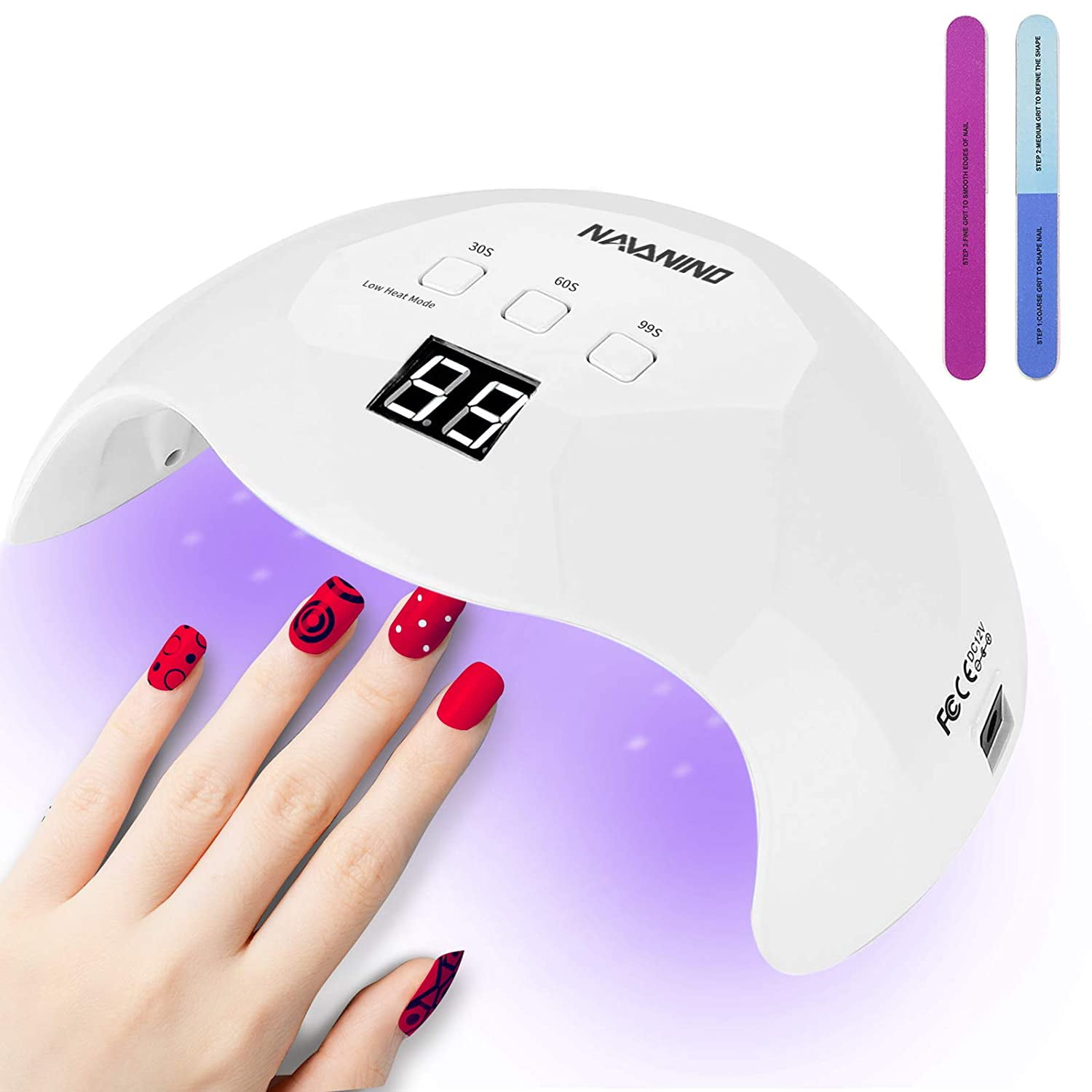 UV LED Nail Lamp, 48W Nail Dryer Gel Nail Light for Nail Polish, Light Curing in 3 modes for time, Low heat mode 99s and LCD Display, For Manicure/Pedicure Nail Art at UV LED Nail Lamp, 48W Nail Dryer Gel Nail Light for Nail Polish, Light Curing in 3 modes for time, Low heat mode 99s and LCD Display, For Manicure/Pedicure Nail Art at