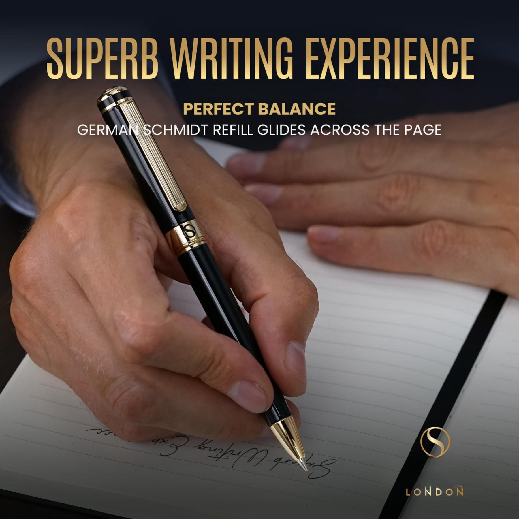 Black Lacquer Ballpoint Pen -stunning Luxury  Real Schmidt Refill Gift Set For Men & Women Professional Executive Office Nice Fancy Designer Pens
