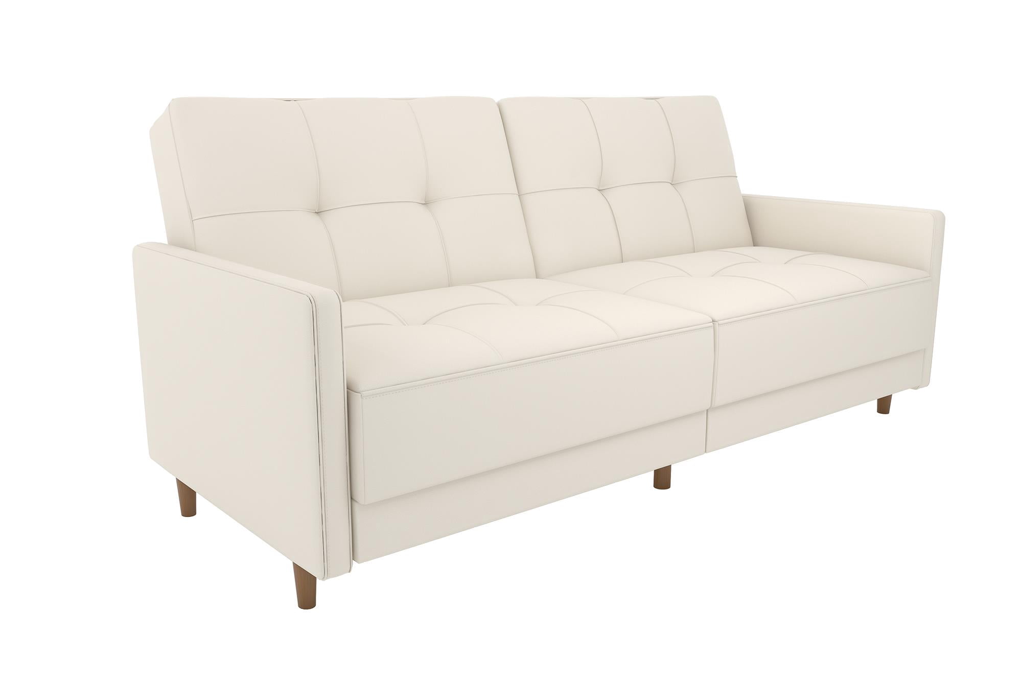 DHP Andora Coil Futon, White Faux Leather