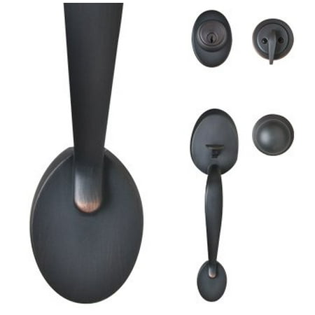 - Oil Rubbed Bronze Two Piece Exterior Entry Door Lock Handleset