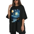 thumbnail image 4 of Plus Size Shirt for Women Black Tops for Women Short Sleeves Shirt for Women Starry Night3 T Shirt Crewneck Shirt for Women 5XL, 4 of 5