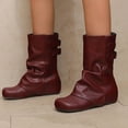 thumbnail image 2 of Wensltd Women's Wide Width Ankle Boots Brown Casual Fashion Classic Flat Slouch Leather Booties, 2 of 8