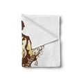 thumbnail image 2 of Music Soft Flannel Fleece Throw Blanket, Illustration of a Musician in Floral Details Swirls and Strokes, Cozy Plush for Indoor and Outdoor Use, 70" x 90", Redbrown Mustard, by Ambesonne, 2 of 5