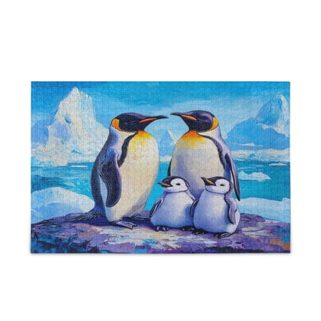 WOBOGO Penguin Family Pattern Puzzle Challenge 1000 Piece Jigsaw Suitable for Game Night Finished Size 29.5 x 19.7in