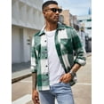 thumbnail image 3 of COOFANDY Men's Flannel Plaid Shirt Casual Fleece Shacket Long Sleeve Button Down 3-Season Shirts, 3 of 6