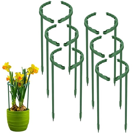 Skindy Half Round Plant Support Stake - 6Pcs Weather Resistant Plastic Rings for Tomato Planting and Flower Support in Garden