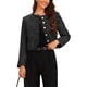 thumbnail image 1 of CHAQUETA DE TWEED A CUADROS PARA MUJERES CON CUELLO REDONDO Y BOTONES, MANGAS LARGAS, ELEGANTE, CORTA, TALLA XL, NEGRO, 1 of 1