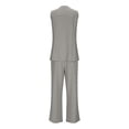 thumbnail image 5 of 2 Piece Sets For Women Dressy Fashion V-neck Sleeveless High Waisted Solid Color Wide Leg Pants Vacation Outfits — Gray∣L, 5 of 7