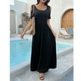 thumbnail image 5 of MLDRA Dresses for Women Long Maxi Skirt Sundress Spring Summer Beach Cold Shoulder with Pockets 2025 Black, 5 of 8