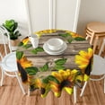 thumbnail image 6 of Fall Table Cloth Round 60 Inch Autumn Sunflower Tablecloth for Round Tables On Rustic Wood Grain Tablecloth Waterproof Washable Round Table Cover Protector&nbsp;for Dining Room Kitchen Outdoor Intdoor, 6 of 6