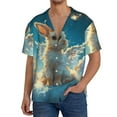 thumbnail image 1 of Fotbe Cute Angel Winged Rabbit Camisa Estampada de Manga Corta para Hombre, Casual de Verano, Estilo Playero, Sin Arrugas-4X-Large, 1 of 5