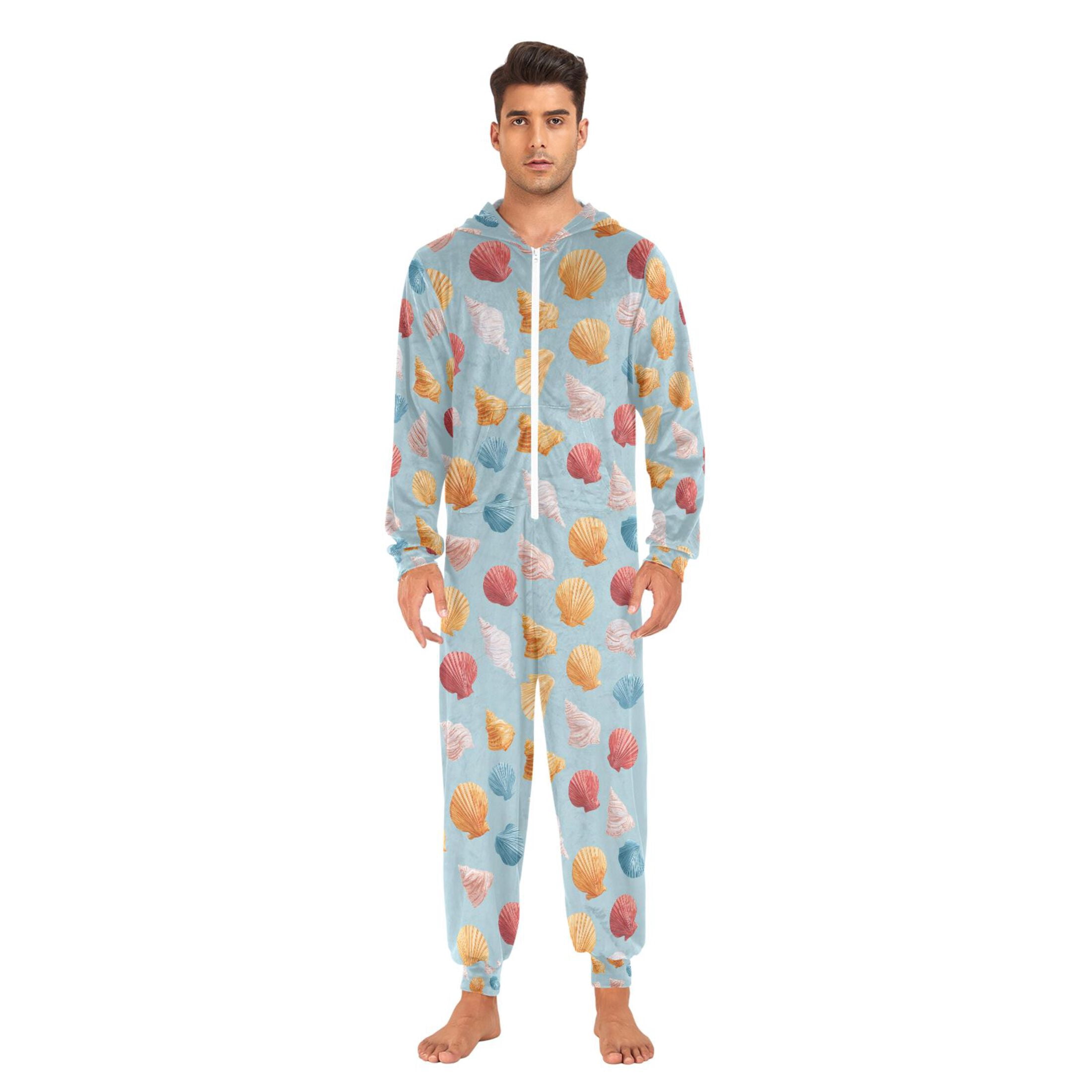 Adult Christmas Onesie Shell Minimalism Adult Zipper One-Piece Pajamas Unisex Pajamas with Pockets