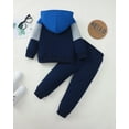thumbnail image 3 of 7Y Big Boys Clothes 8Y Boys 2PCS Hoodie Outfits Set Color-Blocked Big Boys Long Sleeve Top Pants Set Blue, 3 of 8