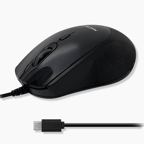 Macally USB C Mouse Wired - Precise, Comfortable, and Quiet - Type C Mouse for Mac, Macbook Pro/Air, iMac, Apple iPad, Windows Computer PC, Laptop - USBC with 4 DPI Modes