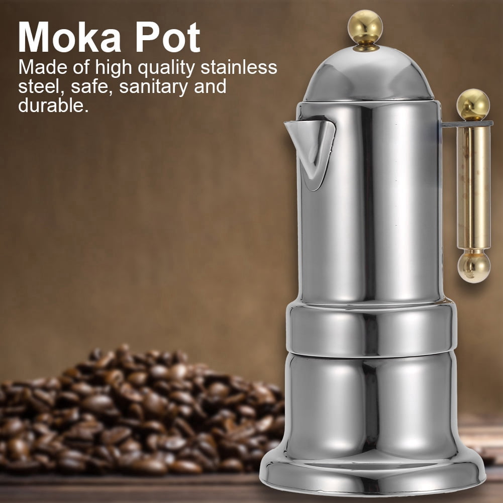 Cafetière Moka 4 Tasses En Acier Inoxydable - Design Transparent Pour Suivre L'extraction - Poignée Ergonomique Et Facile à Utiliser