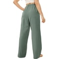 thumbnail image 4 of Women's Pants Casual Elastic High Waisted Wide Leg Pants Mint Green L Palazzo Pants with Pockets, 4 of 5
