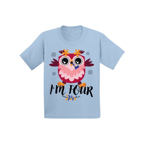 4 Years Old Kids Outfit Owl Four 2T Shirts 3T Clothes 4 Years Old Baby Boy Outfit Cute Owl I'm Four 4-5T Tshirt Toddler Shirts for 4 Years Old Baby Girl
