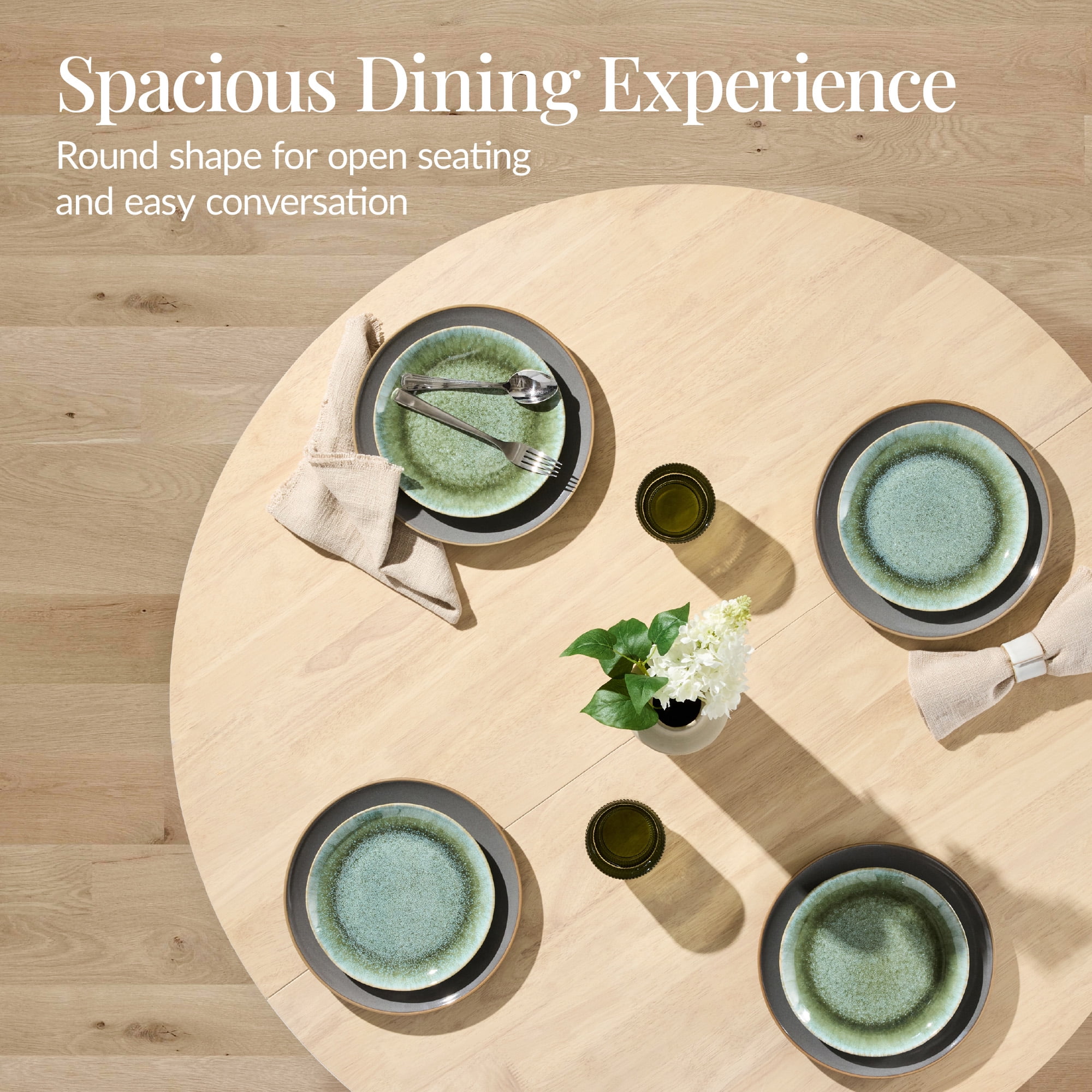 Best Choice Products 47In Round Solid Wood Dining Table, Modern Farmhouse Table For 4, Space Saving, Easy Assembly - Natural