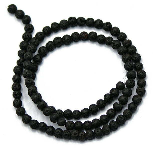 Piedra preciosa de roca volcánica negra natural 4mm/6mm/8mm/10mm redonda Zulema