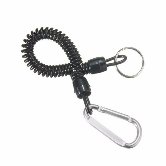 relayinert Angeln Retractable Lanyard Kunststoff Zubehör Coiled Angel Lanyard Tether mit Karabiner Angeln Sicherungsseil-Werkzeug silver