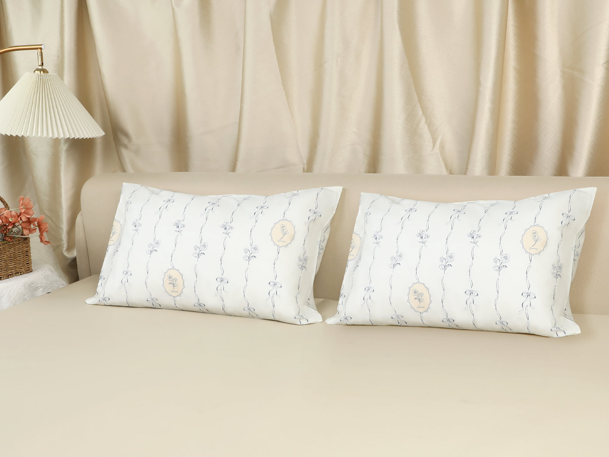 Unique Bargains Pillowcase Cotton Floral Pillow Cases with Envelope Closure White