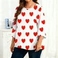 thumbnail image 6 of Gamivast Plus Size Holiday Tops 3/4 Sleeve Heart Print Cute Blouse Oversized Crew Neck Drop Shoulder Trendy Shirts Valentine's Day Outfits Outfits, 6 of 6