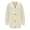 thumbnail image 5 of Roncen Solid Color Long Sleeve Knit Cardigan Ssweaters for Women - Button Front Open Front Lightweight Sweater - Casual Comfort Stretch Knitted Coatigan for Spring/Fall, 5 of 7
