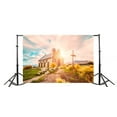 thumbnail image 3 of ABPHOTO 7x5ft Photography Backdrop Nature Brick House Blue Sky Sunshine Grass Field Photo Background Backdrops, 3 of 4