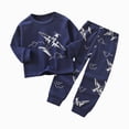 thumbnail image 4 of TOWED22 Toddler Infant Baby Boy Outfits Long Sleeve Crewneck Tee Casual Joggers Pants 2pcs Fall Winter Clothes Clothing Set(Navy,7-8 Y), 4 of 6