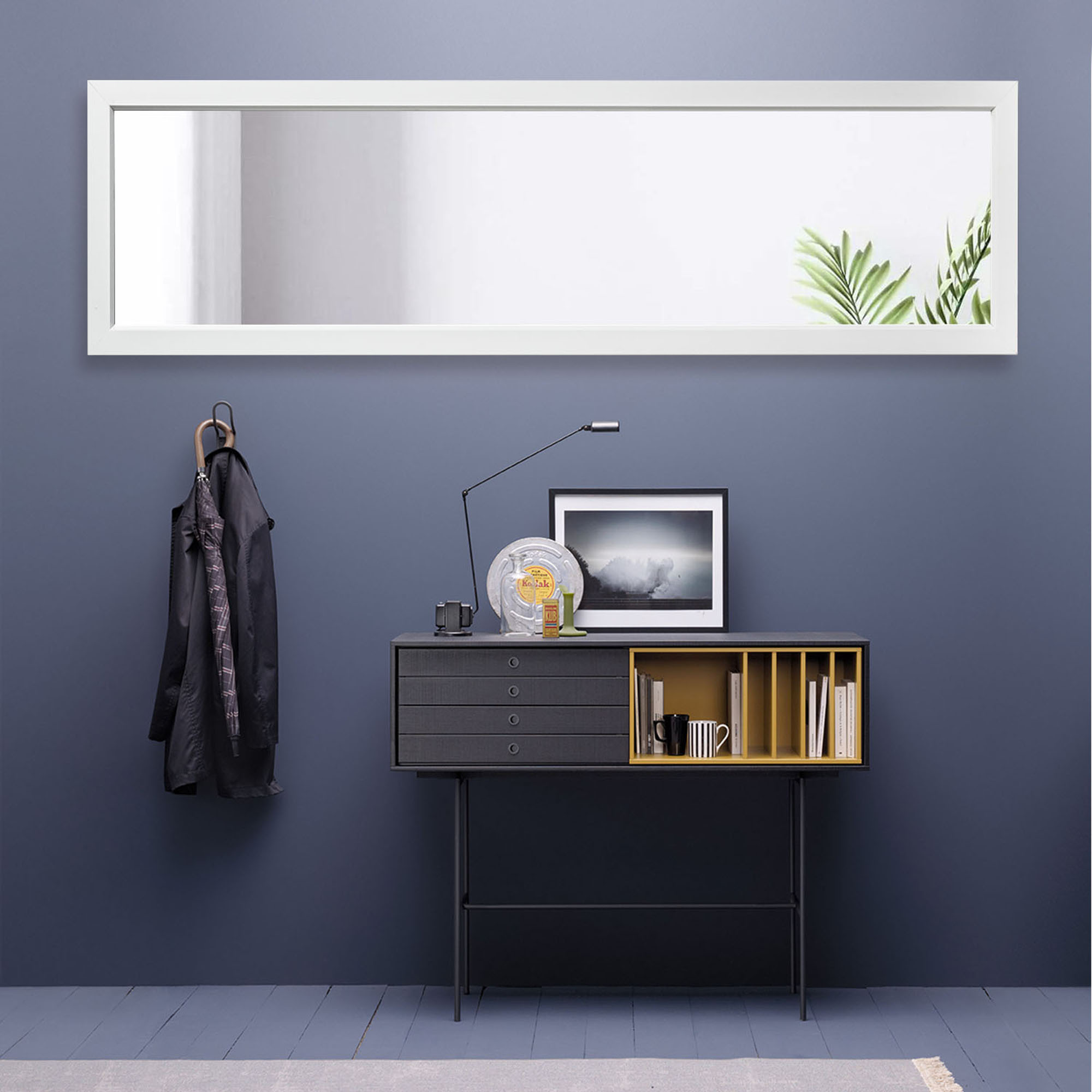 Full Length Mirror Floor Wall Mounted Leaning Hanging Rectangle White 55"x12"