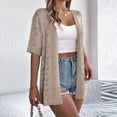 thumbnail image 3 of Fozruso Women's Hollowed Out Short Sleeved Knitted Cardigan Vacation Sun Cardigan, 3 of 6
