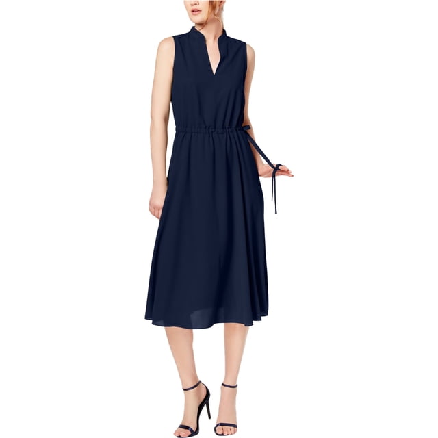 Vestido Midi con Cordón en la Cintura Anne Klein para Mujer Azul X-Large