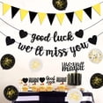 thumbnail image 5 of We Will Miss You Decorations Black Gold Good Luck Banner Retirement Party Decorations, Triangle Flag Banner Bunting Cake Topper for Job Change Retirement Graduation Farewell Leaving Party Supplies, 5 of 6