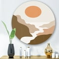 thumbnail image 2 of Designart 'Full Moon In Terracotta Tones Mountains' Modern Circle Metal Wall Art 23x23 - Disc of 23, 2 of 5