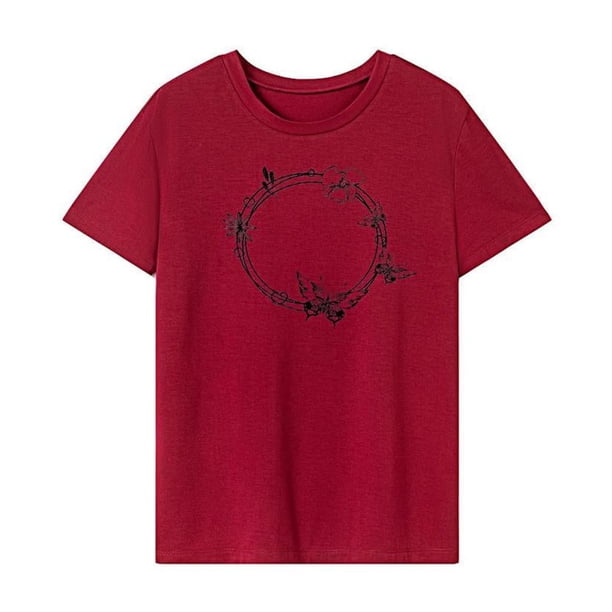 Camiseta para mujer de verano con cuello redondo para ir de compras, regalo del día de San Valentín M