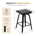 thumbnail image 3 of Guyou 26” Swivel Counter Height Bar Stools Without backrest, Upholstered Farmhouse Bar Stools with Footrest for Kitchen Island, Black-PU Leather(Set of 2), 3 of 12