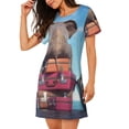 thumbnail image 2 of Vsdgher Motif Éléphant Assis Chemise de Nuit à Manches Courtes Col Rond Mignonne Robe de Nuit Confortable, 2 of 6